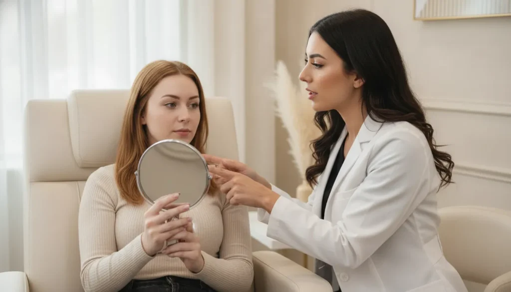 Provider discussing dermal filler treatment goals with an Orlando patient