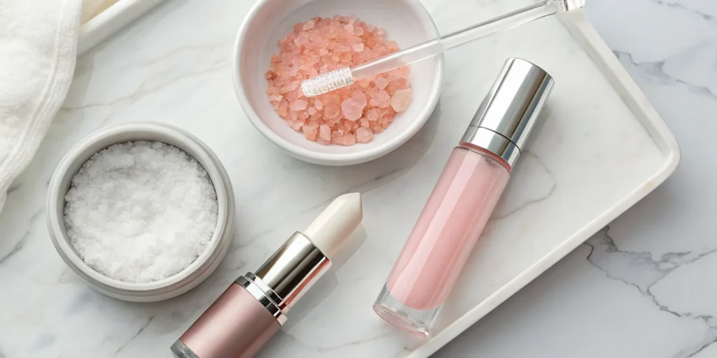A collection of lip treatment essentials like lip balm, scrub, and oil.