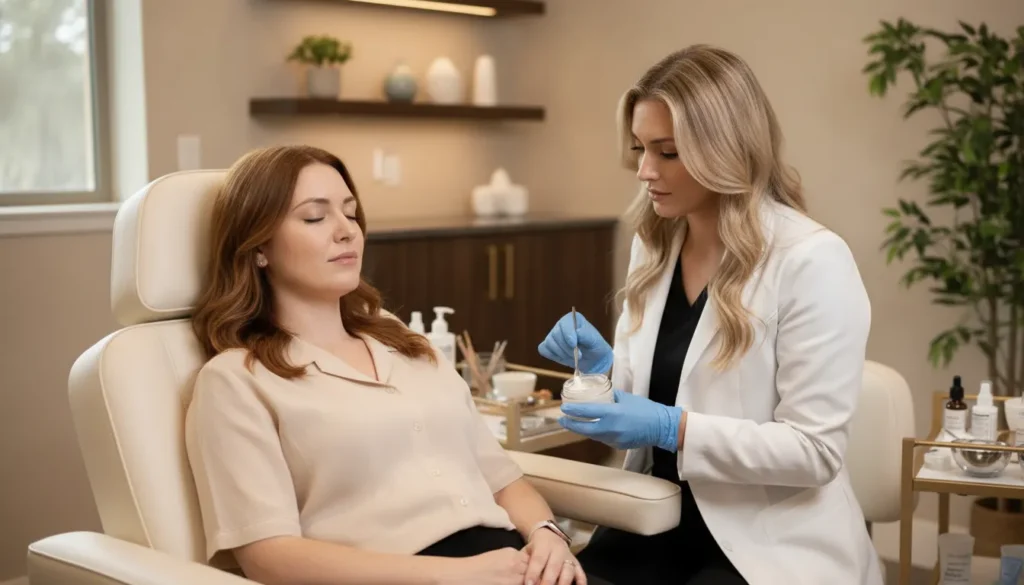 Provider preparing a facial rejuvenation treatment in a warm Orlando medical spa