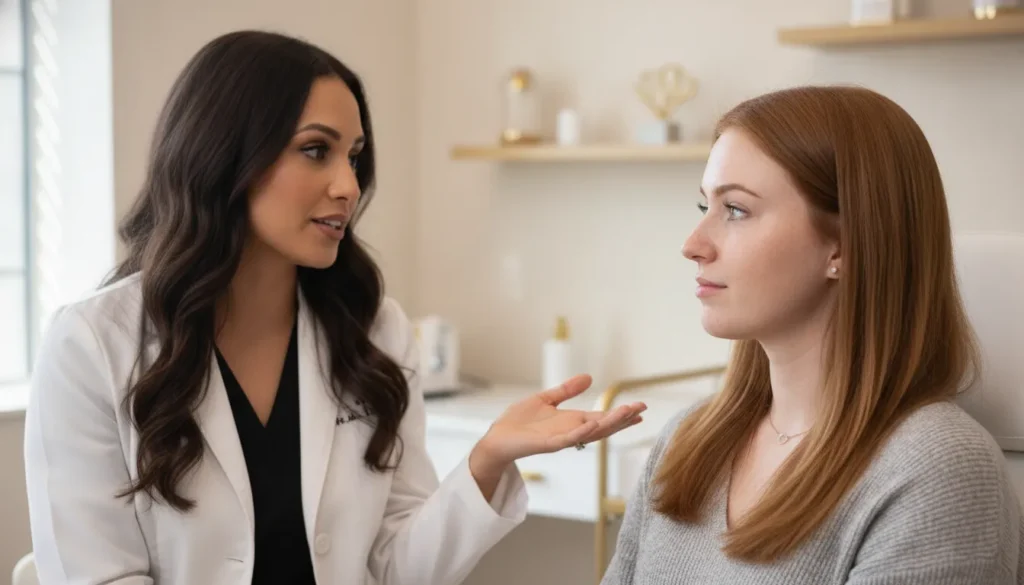 ARNP provider discussing Sculptra vs dermal fillers with an Orlando patient
