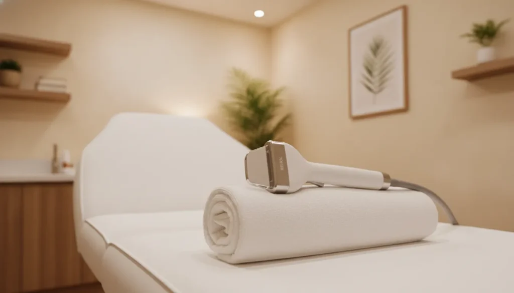 BBL HEROic broadband light handpiece in a warm medical spa treatment room