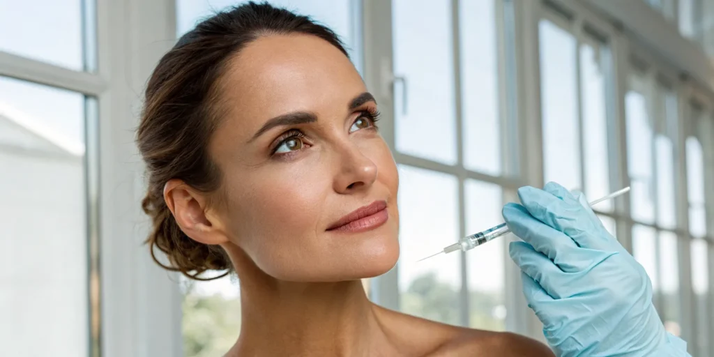 Woman receiving dermal fillers for cheeks to restore youthful volume.