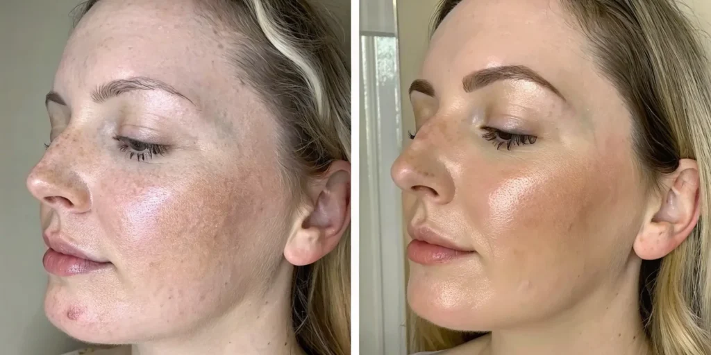 Before and after results from the best laser for skin tightening, with visibly firmer, smoother skin.